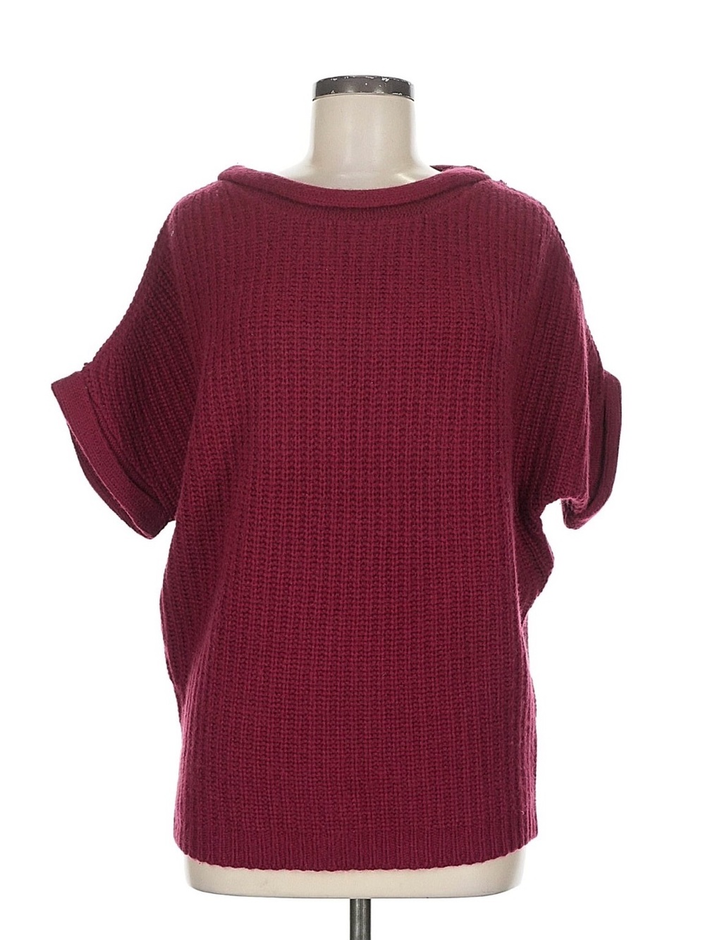 Calypso St Barth Burgundy Short-Sleeve 100% Cashmere Sweater